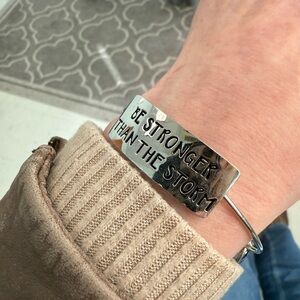 Inspirational Silver Cuff Bracelet